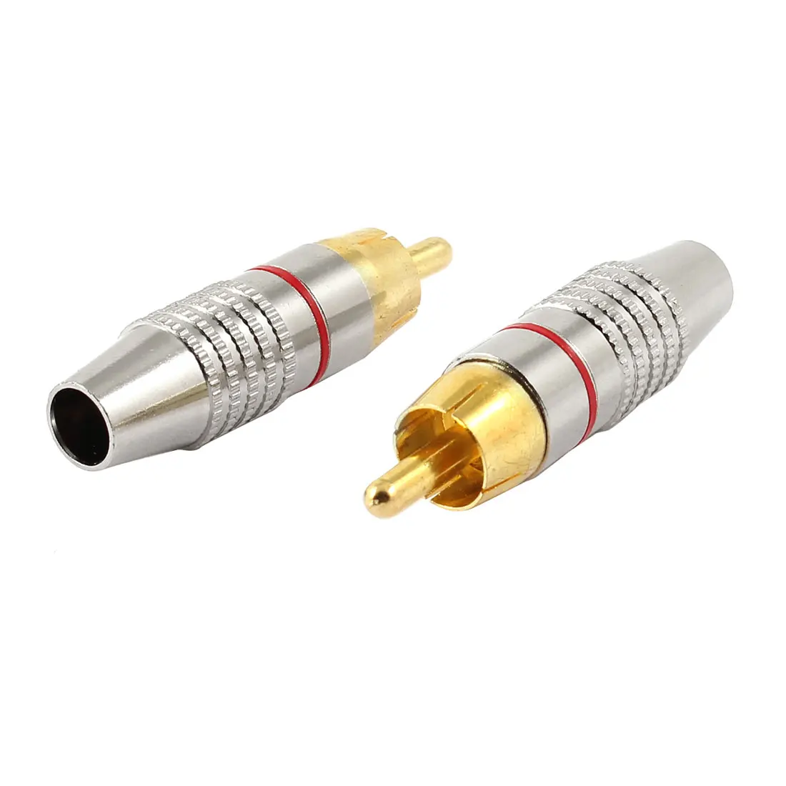 UXCELL 2 Pcs Metal Male Rca Audio Plug Jack Coaxial Cable Connectors Adaptersaudio cable