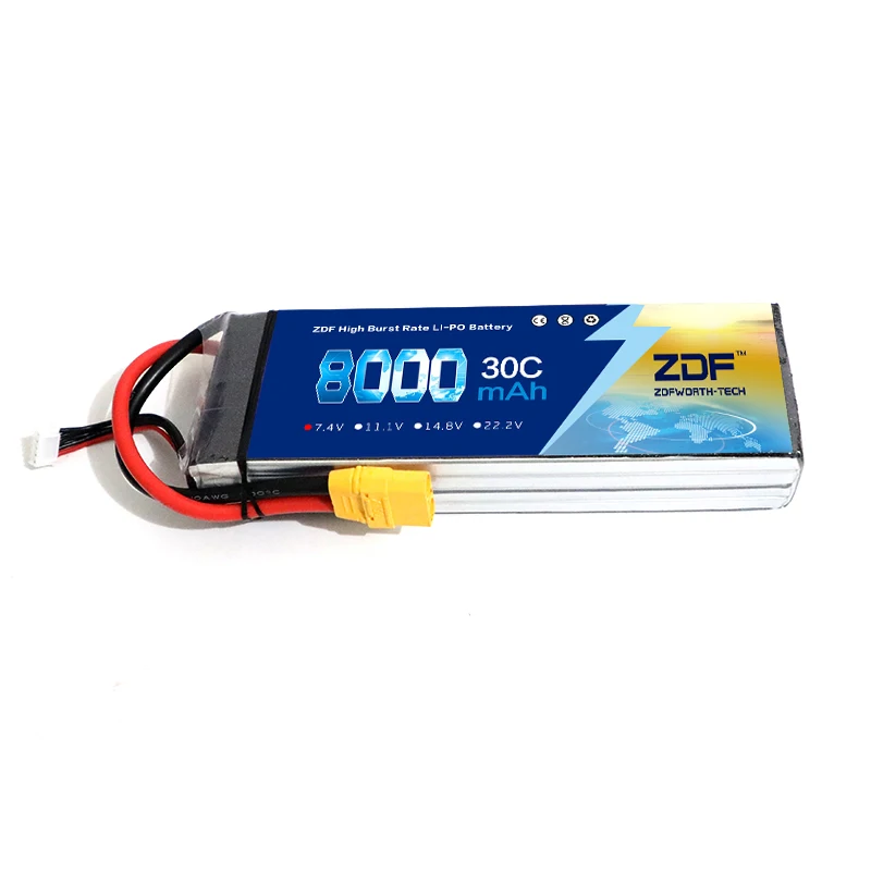 Аккумулятор ZDF AKKU 2S 7 4 В 8000 мАч 30C LiPo Tplug/XT60/EC5/TRX Traxxas для радиоуправляемого