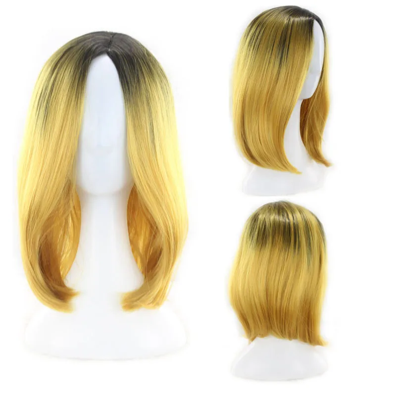 Similler Выделите для женщин короткие синтетические парики Омбре волос для Косплей Хэллоуин два тона черный т синий зеленый фиолетовый серый желтый