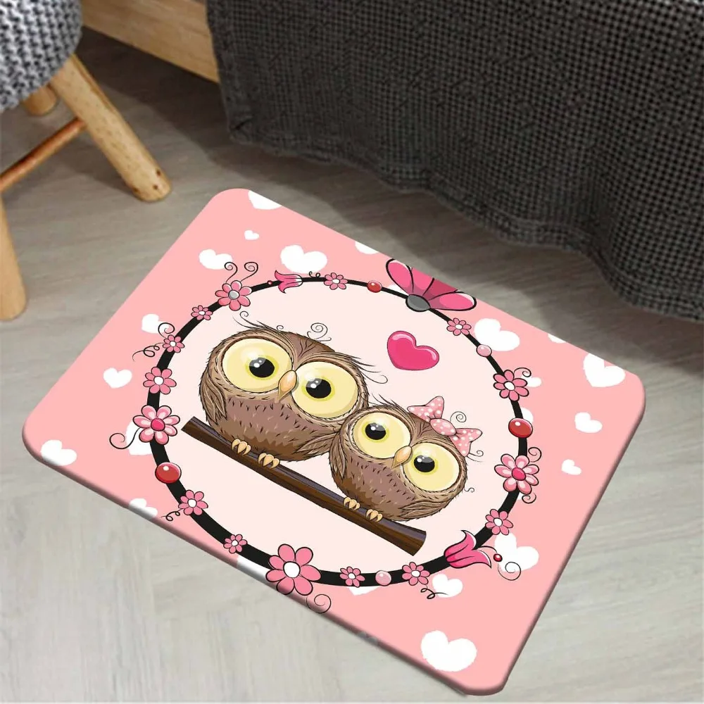 Еще розовые цветы милые любовь сердца Совы девушка 3d узор печати Нескользящие тапочки половик домашний декор подъездов Дети Коврик для комнаты