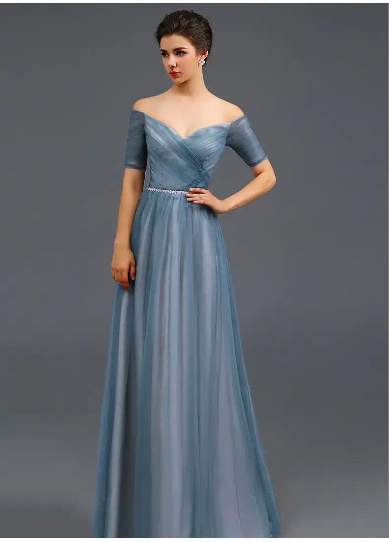 blue gray mother of the bride dress