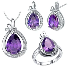 Фиолетовый Свадебные аксессуары ювелирные изделия имитация циркона наборы для женщин натуральный камень бижутерия Украшения Женские Ювелирные изделия T460