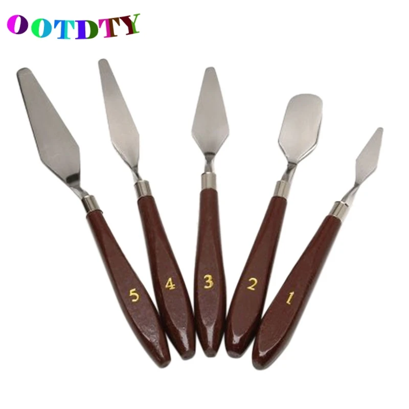 

OOTDTY 5pcs/set Professional Stainless Steel Artist Painting Palette Knife Spatula Paint Art