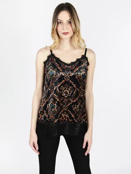 

Top with baroque print and lace
