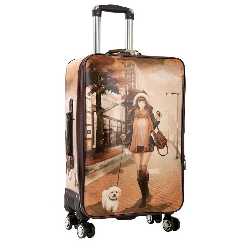 

Turystyczna Bavul Traveling With Wheels Travel Bag Pu Leather Valiz Carro Trolley Koffer Luggage Suitcase 20"22"24"26"28"inch