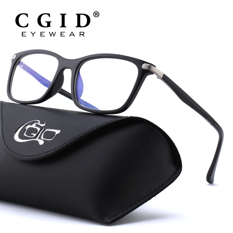 

CGID TR90 Computer Glasses Anti Blue Rays Radiation Optical Print Glasses Square Eye PC Glasses Frames Men and Women CT46