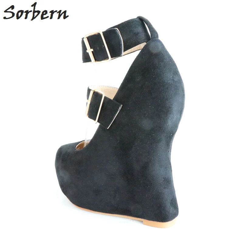 Sorbern/необычные туфли-лодочки на танкетке на заказ, женская обувь с ремешком на 3 см, обувь на платформе с каблуком 16 см, женские туфли-лодочки на высоком каблуке