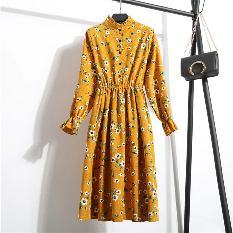 

Fashion Autumn summer dress 2019 casual dress Women Ladies Floral Long Sleeve Ladies Paty Long Shirt Dress vestido Y26TCC