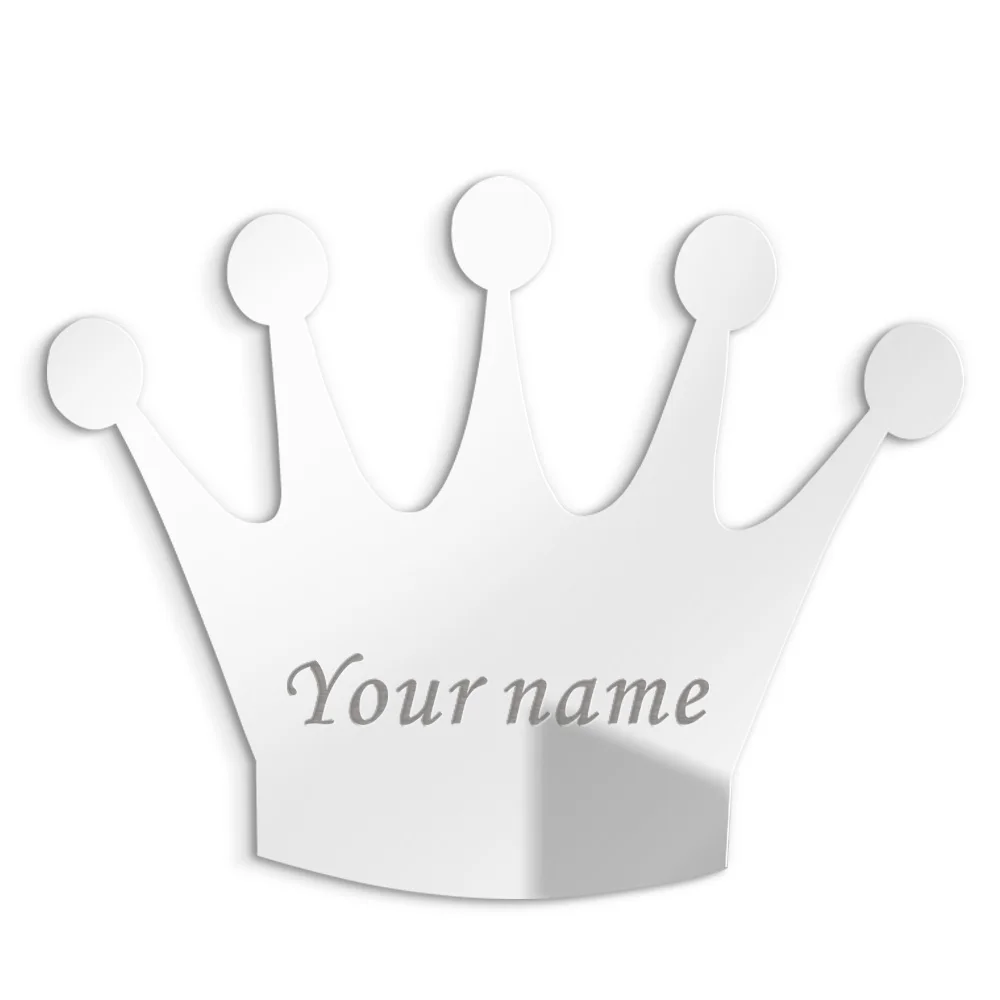 3 MM personalizado acrílico princesa espejo personalizado reina corona boda corona decoración espejo pegatina con autoadhesivo fiesta Favor
