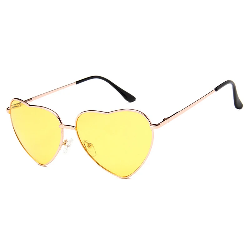 SIMPRECT, женские солнцезащитные очки с сердечком,, Ретро стиль, градиентная металлическая оправа, солнцезащитные очки, фирменный дизайн, Ретро стиль, Lunette De Soleil Femme - Цвет линз: 9