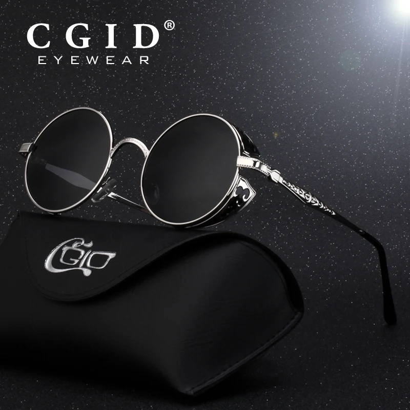 CGID Polarized Steampunk Sunglasses Round Metal Sun Glass Brand Designer Retro Vintage Glasses UV400 for Men& Women E71