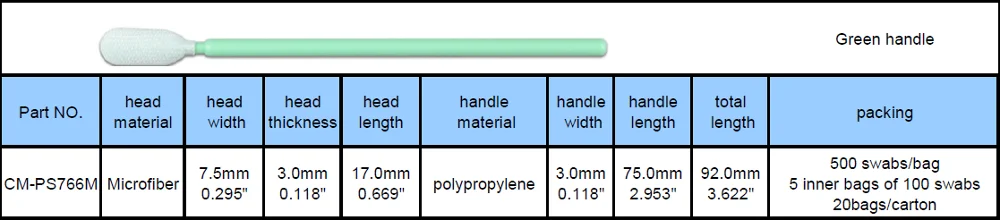 Factory Price- 3.622" Micro fiber Flexible Head Swab 500pcs PS766M