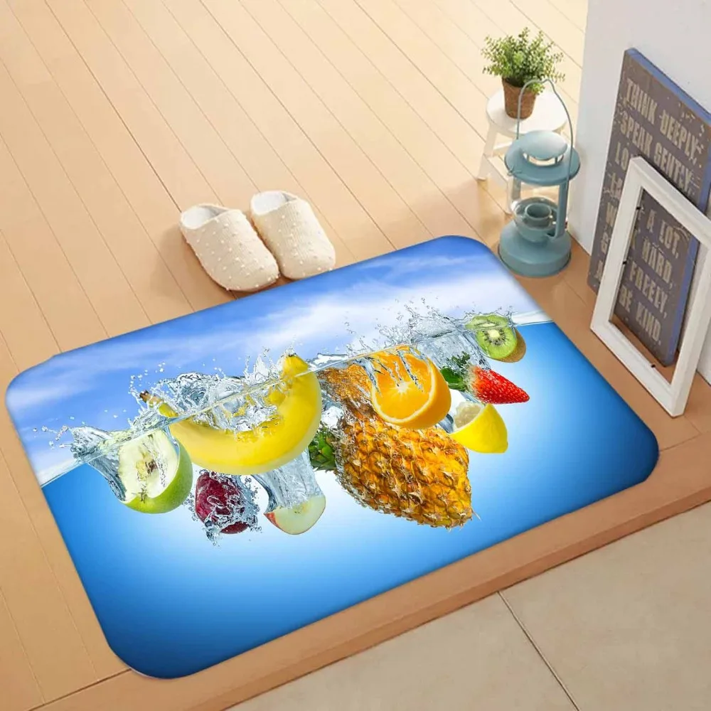 

Else Blue Water Pineapple Yellow Banana Green Apple 3d Pattern Print Anti Slip Washable Doormat Home Decor Entryway Kitchen Mat