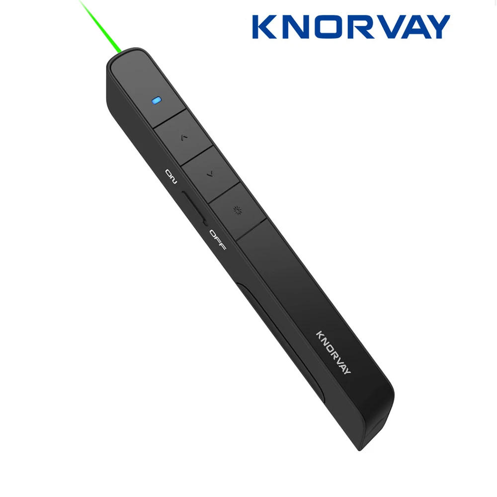 Knorvay Wireless Presenter with Green Laser Light Rechargeable PowerPoint Clicker Presentation Presenter Remote Laser Pointer