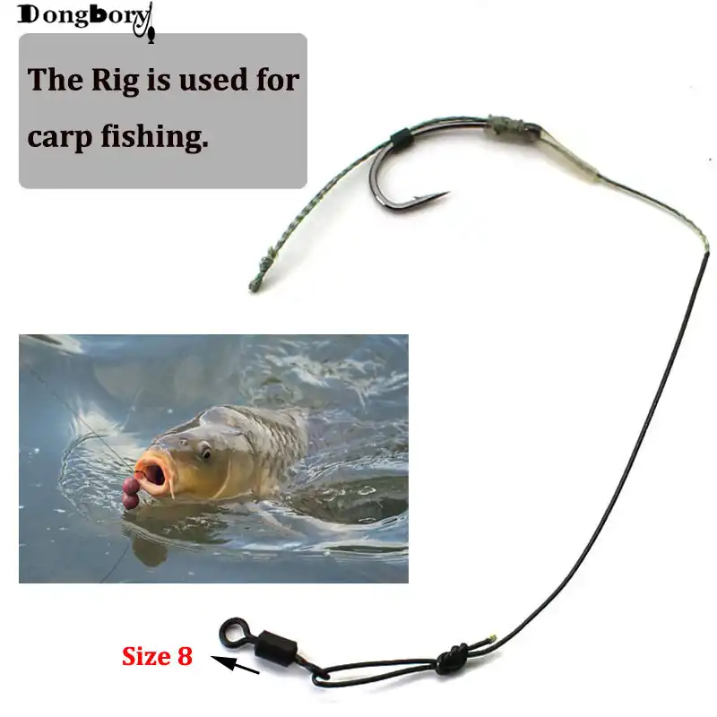 6PCS Carp Fishing Rig Hair Rigs Carp Fishing Hook Links Ready Made