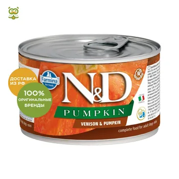 

N&D Dog Pumpkin Adult Mini консервы для взрослых собак мелких пород, Оленина и тыква, 140 г.