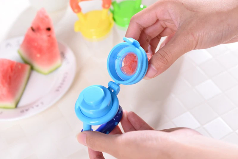 Colorful Baby Fruits And Vegetables Bite Bags Infant Teether Pacifier Reassure Chlidren Silicone Buckle Drinkers  (13)