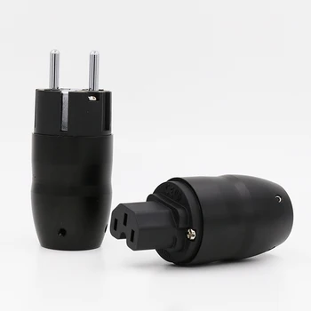 

one pair Aluminum alloy Rhodium Plated IEC Connector EU Power plug for audio power wire