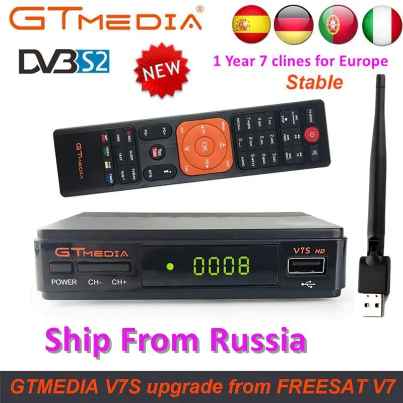 

1 Year Europe CCCAM Clines Server GTMedia V7S HD Digital Satellite Receiver DVB-S2 V7S HD Full 1080P Upgrade Freesat V7 HD V8