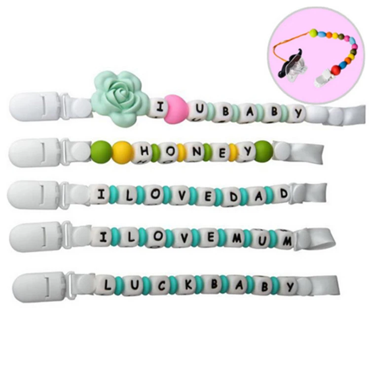 100pc Silicone Letter Beads for Insert Name on Pacifier Chain Clips 10MM 12MM Chewing Alphabet Beads for Baby Necklace Teethers
