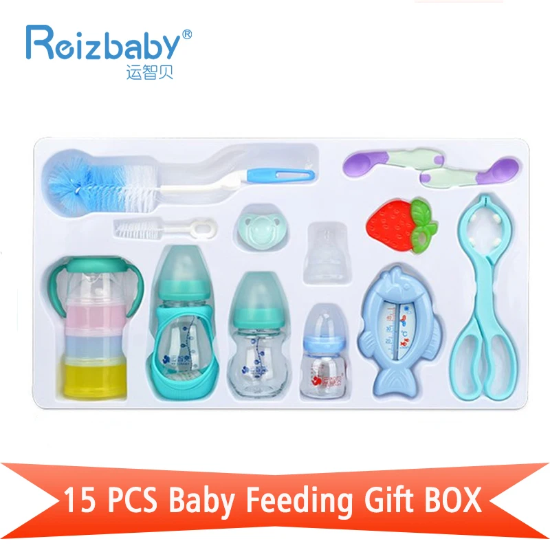 

Brand Baby Feeding Set Infant Bottle Food Storage Pacifie Teethers Bottle Brush Kids Spoon Nipple Bottle Clip Baby Gift Set