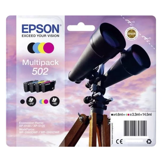 Epson 502 черный голубой пурпурный желтый сотрудников WF-2860DWF WF-2865DWF Expression Home XP-5100 XP-5105