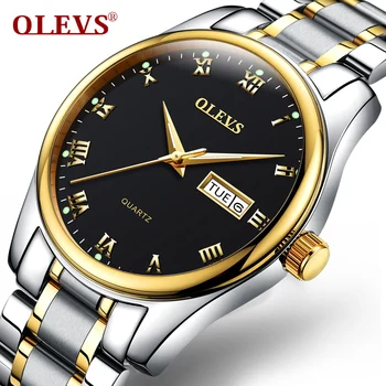 OLEVS Men's Water Resistant Stainless Steel Date Clock Quartz Watches