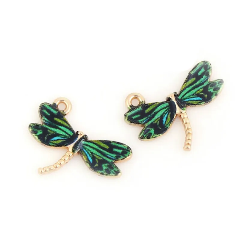 

Doreen Box Zinc Based Alloy Gift Pendants Colorful Cute Dragonfly Animal Gold Color Enamel 22mm( 7/8") x 17mm( 5/8"), 10 PCs