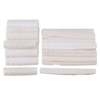 

Yibuy 50 pcs Beige Oxen Bone 43x6x9 Nut 72x3x8mm Saddle for 6-String Acoustic Guitar