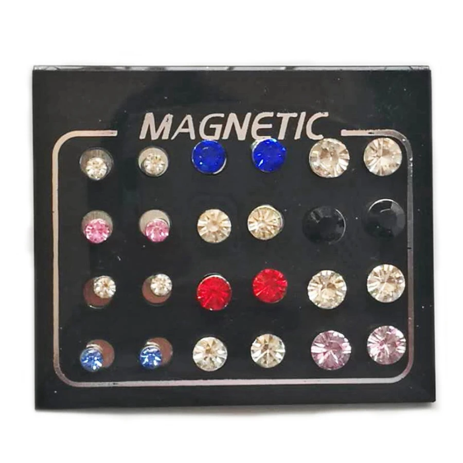 12 Pair/lot Mix Sizes Stud Earrings Fashion Round Crystal