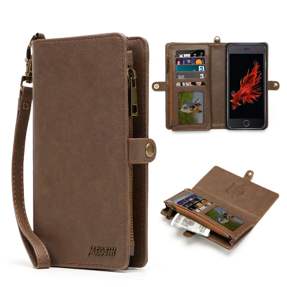Multifunctional Wallet Zipper Wallet Case with Detachable Magnetic Back Cover Leather Case for font b Oneplus