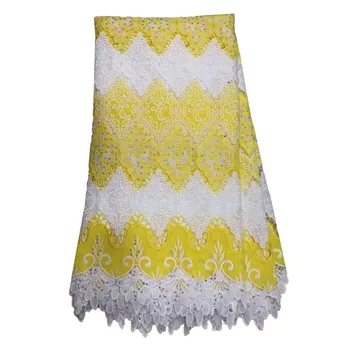 

African Lace Fabric on sale High Quality african cord lace latest 2018 guipure lace fabric yellow Color Nigerian Lace A1122-2
