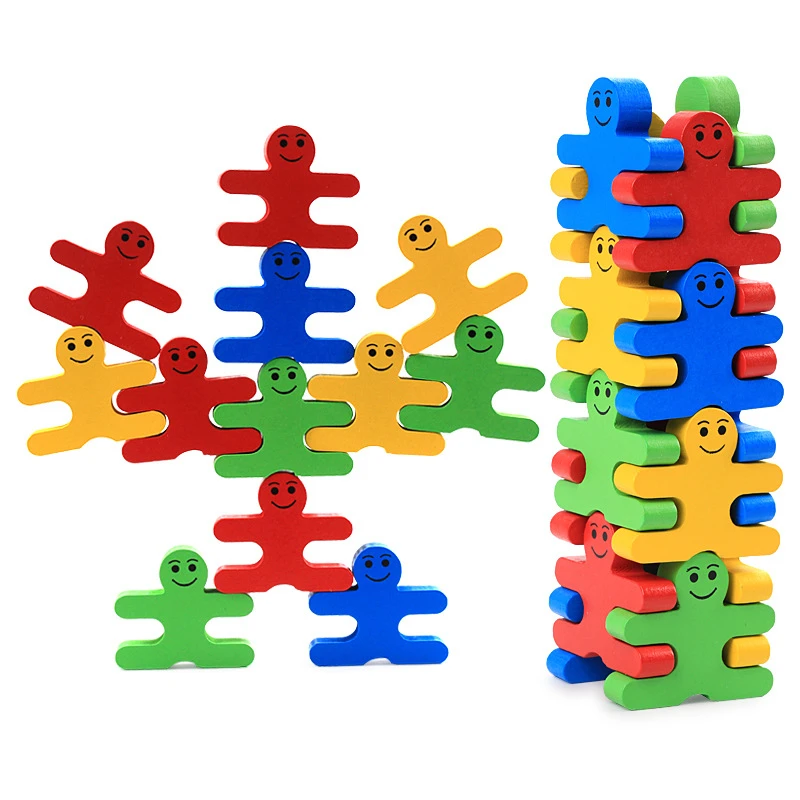 16 шт. красочные Развивающие деревянные блоки Хаутен blokken Klocki drewniane Oyuncak натурального дерева игрушки для детей Brinquedos блок