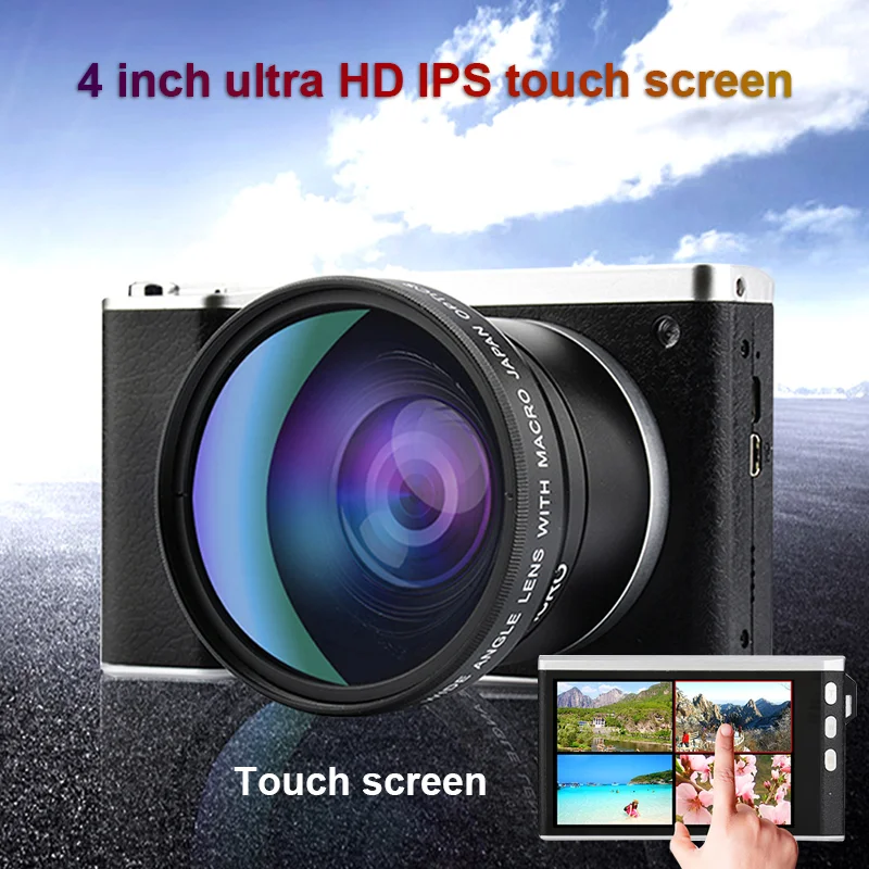 Camcorder HD Camera IPS Touch Screen 24MP CMOS Support SD Card Highly Sensitive High Performance DSLR 12X optical zoom camera