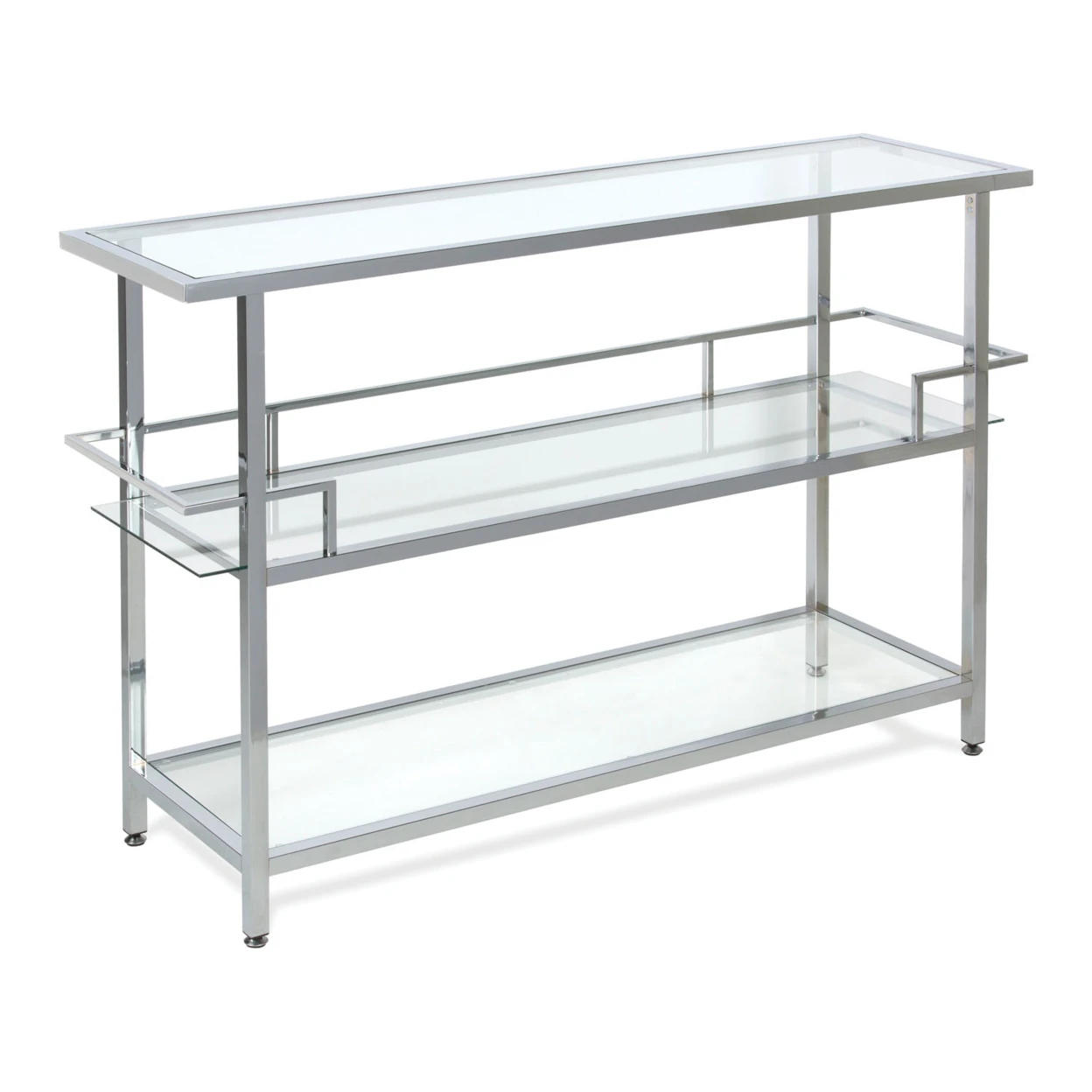 Studio Designs Metal Chrome and Clear Glass 3 Tier Portico Bar Cocktail Station (1)