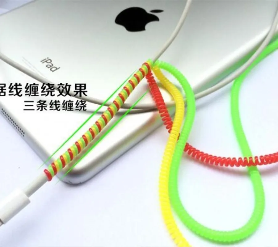 Hoqueen 100 шт./лот 60 см однотонный тпу спиральный USB кабель для зарядного устройства