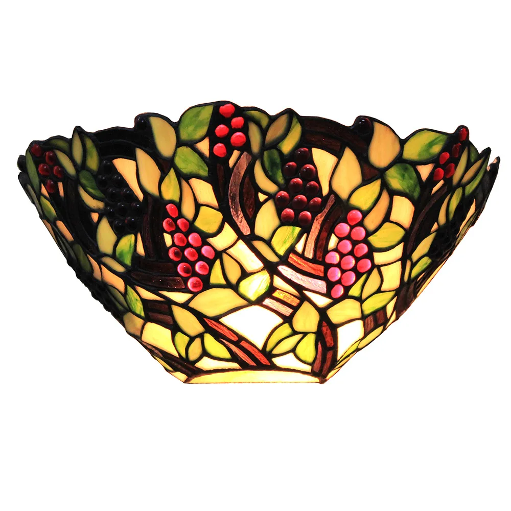

Spiral Grape Wall Sconce Stained Glass Wall Light 12 inch Width Decorative Indoor Lighting for Home
