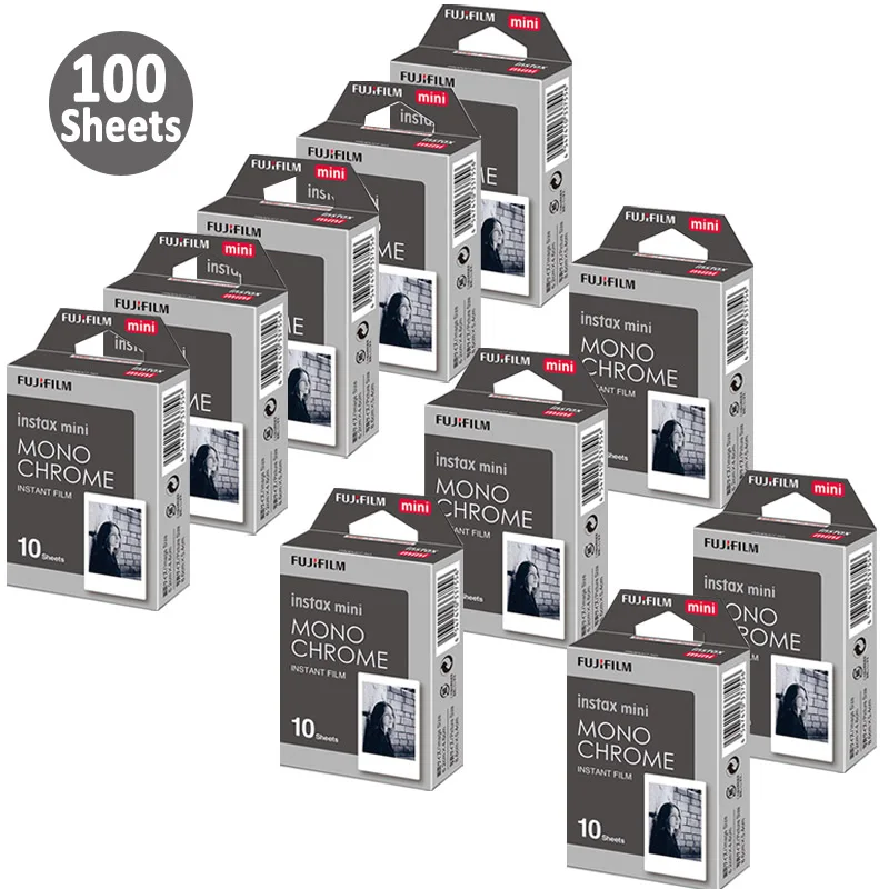 Fujifilm Instax Mini пленка монохромная моно пленка 10-100 листов для мгновенной мини 9 мини 8 8 плюс 70 90 25 7s камера SP-1 SP-2 - Цвет: 100 Sheets