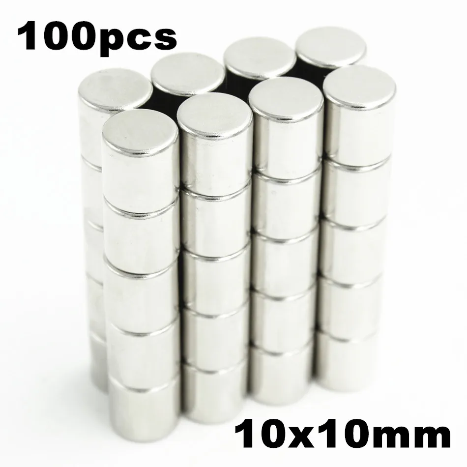 100pcs 10x10mm Super Powerful Strong Bulk Small Round NdFeB Neodymium