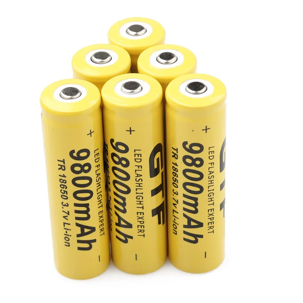 GTF 2 шт 18650 9800 mAh 3 7 V литий ионная аккумуляторная батарея для фонарика + EU li ion