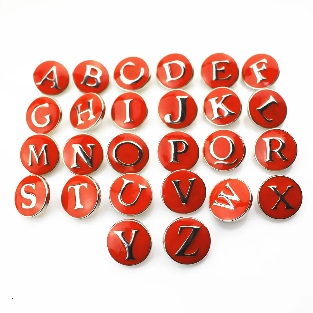 

2018 New 26pcs/lot Orange A-Z Alphabet Snap Buttons fit 18mm Ginger Button Snap Bracelet&Bangles Letters DIY Snap Jewelry Charms