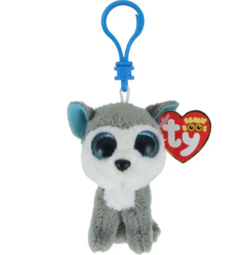 3" TY Beanie Boos Slush the Husky Dog Clip Keychain Big Eyes Plush