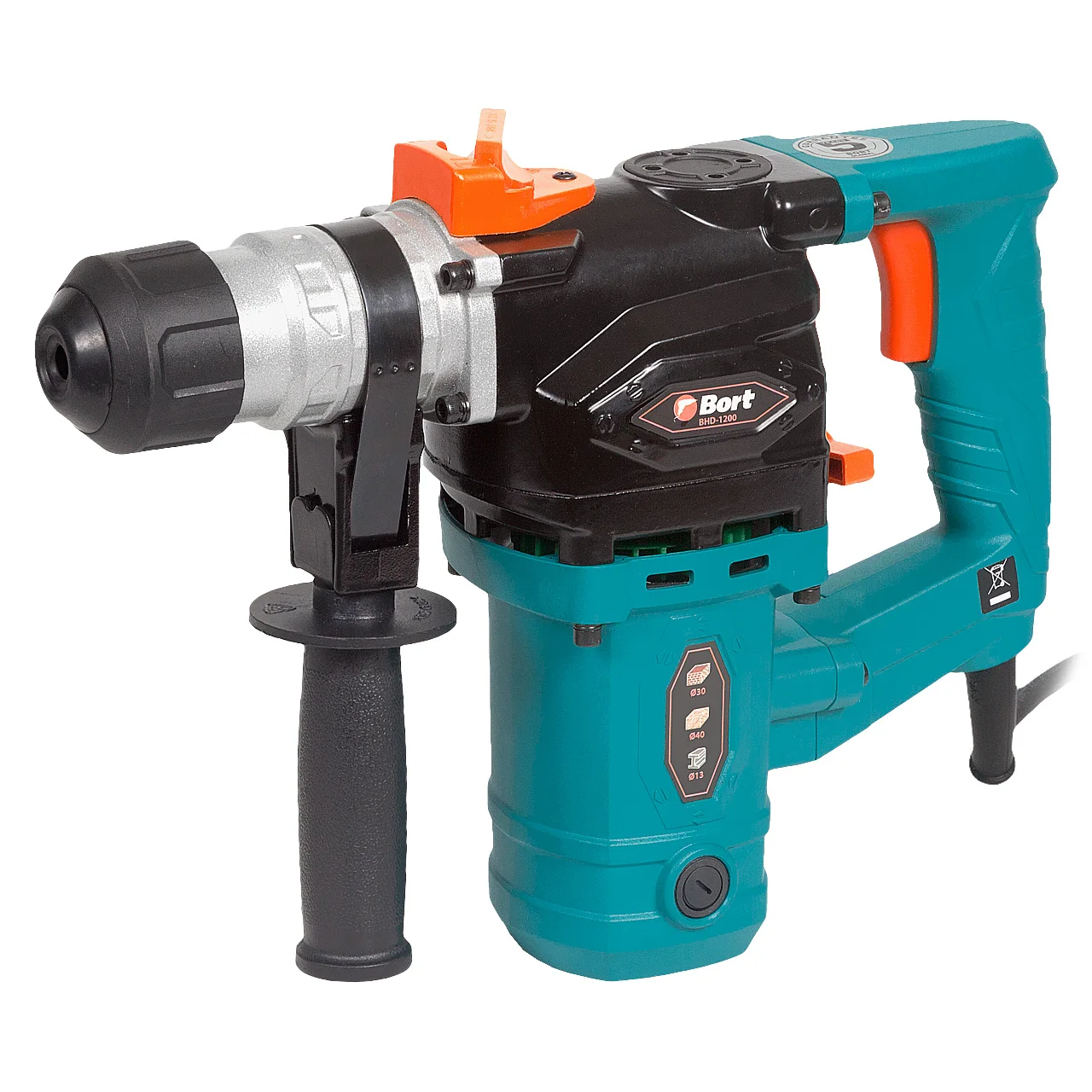 Перфоратор электрический Bort BHD-1200 (Мощность 1100Вт, энергия удара 5 дж, SDS+ патрон, кейс)