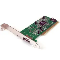 StarTech.com 1 порт eSATA + 1 порт SATA PCI SATA плата контроллера с кронштейн LP, PCI, Via/VT6421, зеленый, 6,89 мм, ROHS, CE, FCC