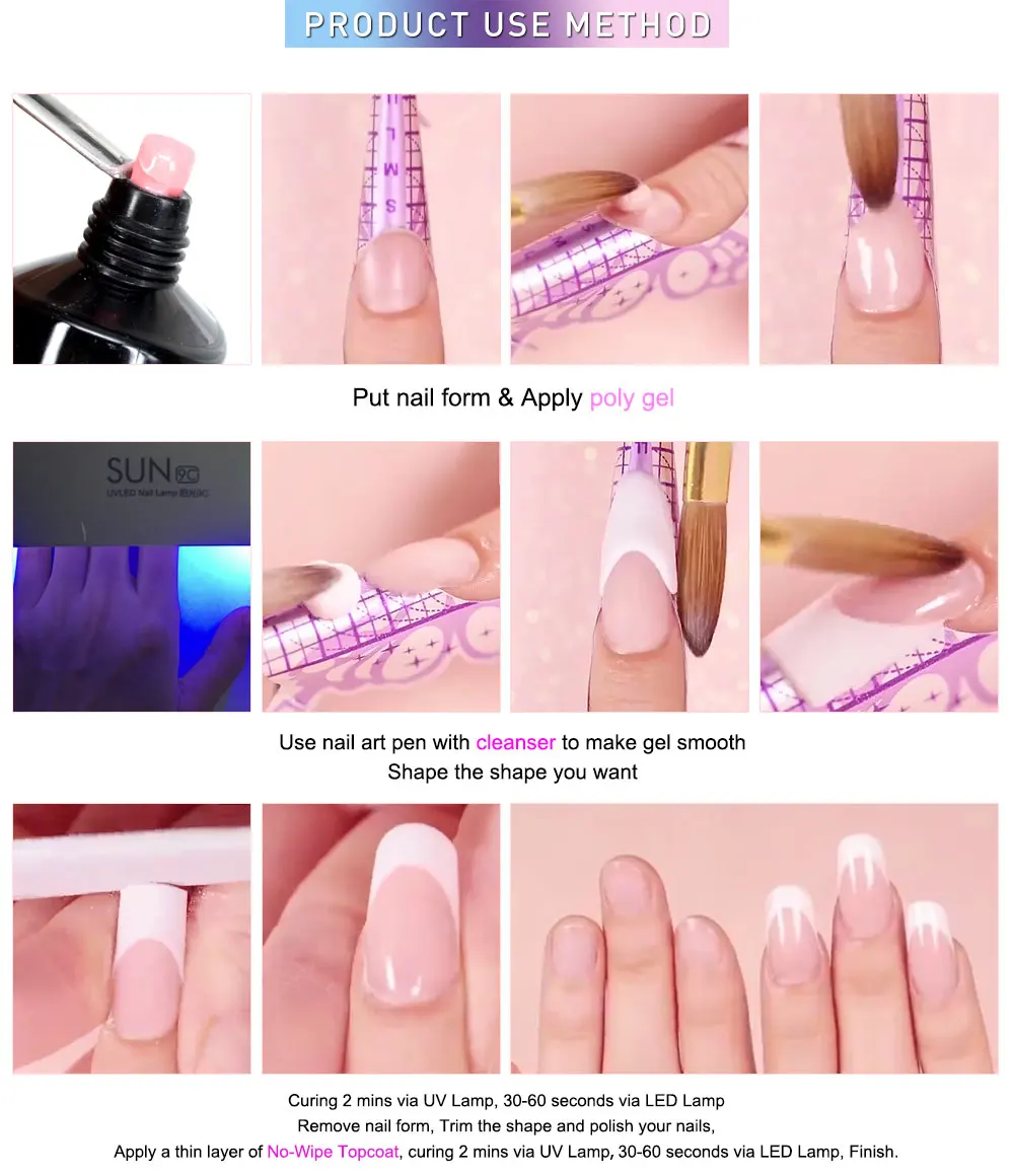 FRANCHESKA Poly Gel Poligel Finger Extension Quick Building Polygel Slip Solution Oje UV LED Camouflage Gel Nail Art gelpolish