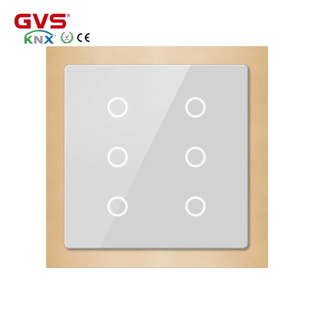 Умный дом автоматизация KNX/bei GVS K BUS емкостный тонкий 6 кнопочный датчик Золотая