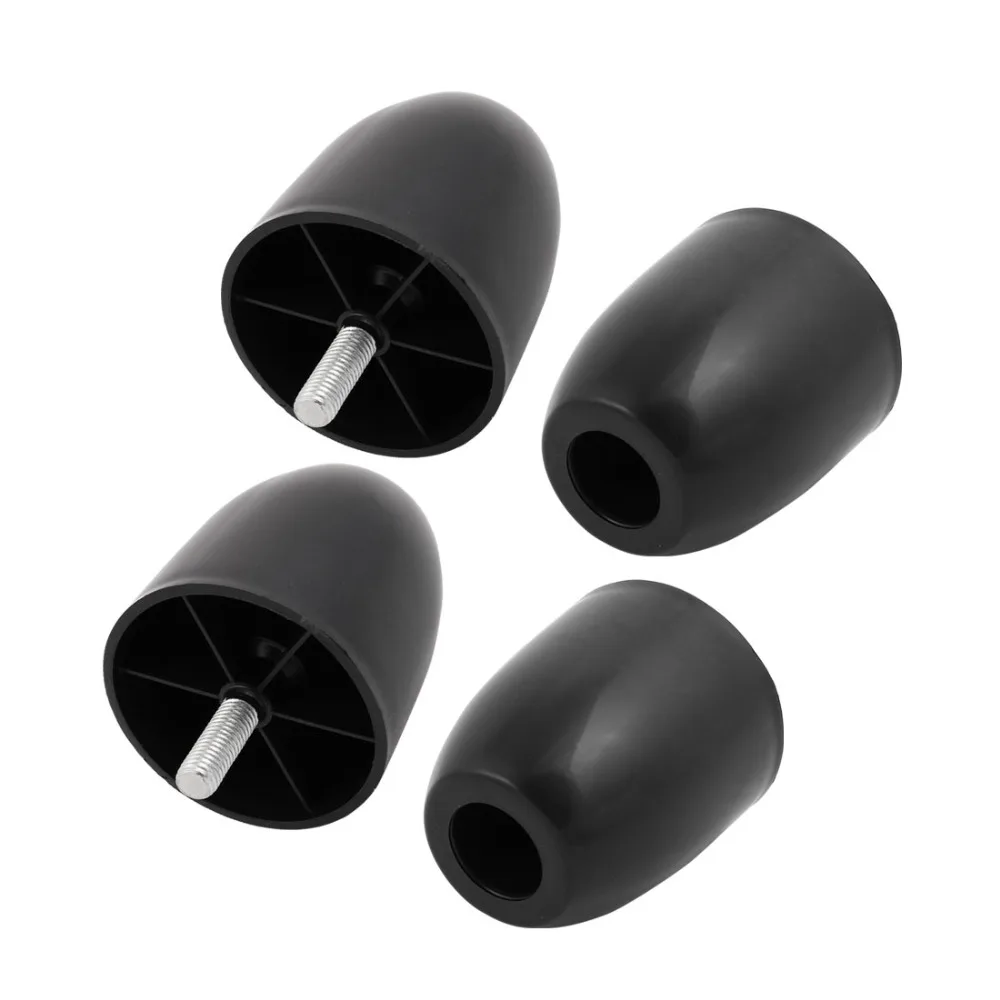 4 Pcs 73mm Dia M10 Threaded Black Round Plastic Base Leveling Foot