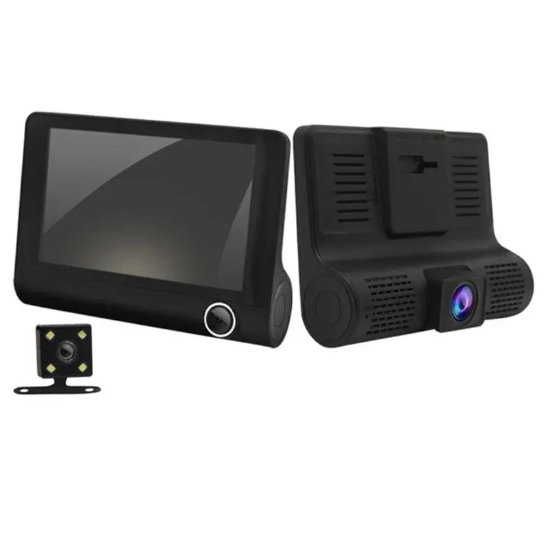 

(without memory card) new 4-inch three-lens driving recorder inside and outside the three recording recorder (including high-def