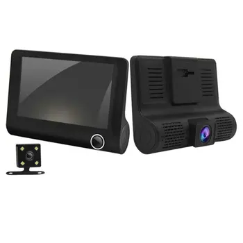 

(without memory card) new 4-inch three-lens driving recorder inside and outside the three recording recorder (including high-def