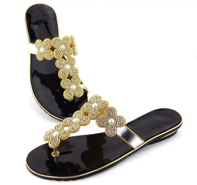 

Fashion hand made silver small flowers splint slippers shoes for daily life with many rhinestones slippers shoes FS-012